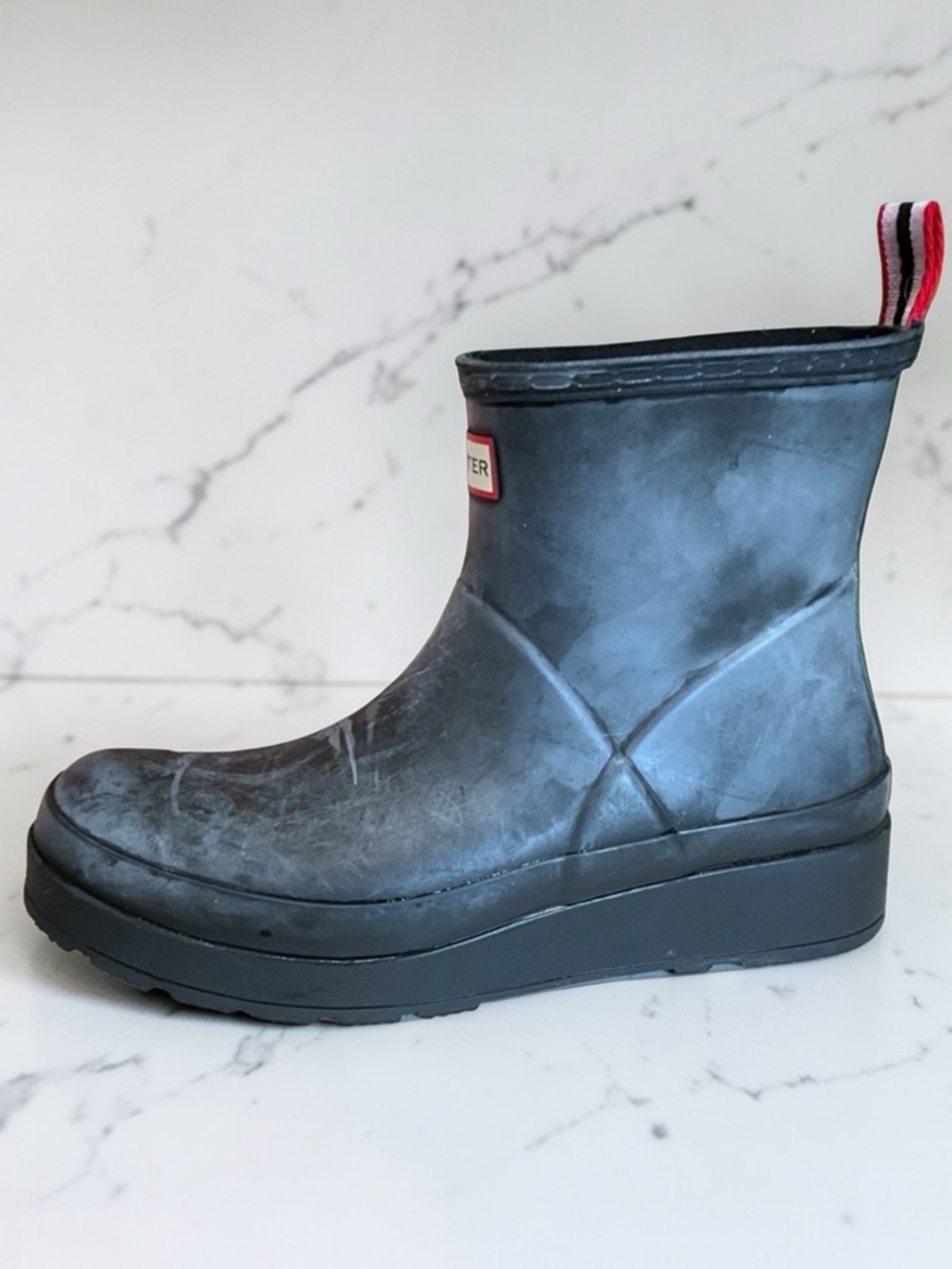 HUNTER Play Short Rain Boots Distressed Wedge Women’s Size 10 / EU 42